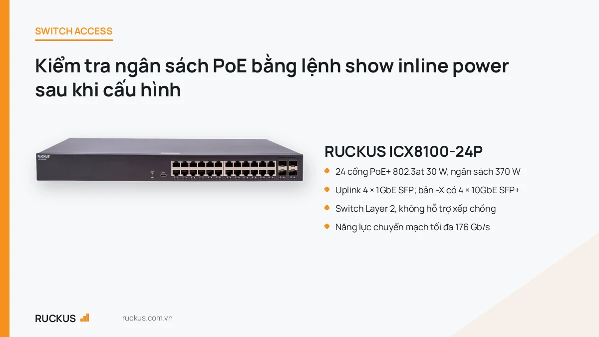 Switch RUCKUS ICX8100-24P 24 cổng PoE+